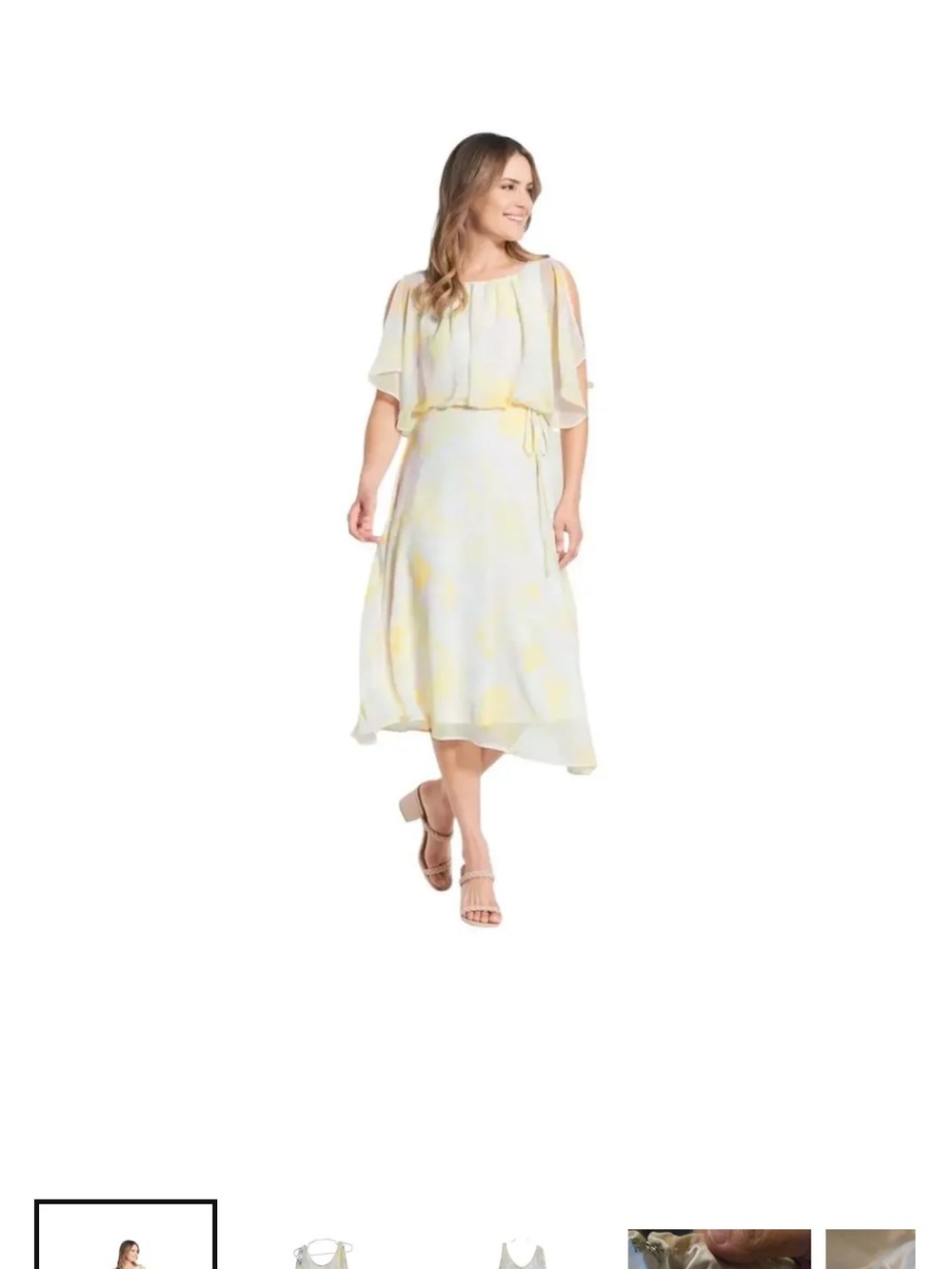 Modcloth Pale Yellow & Cream Floral Chiffon Maxi Dress